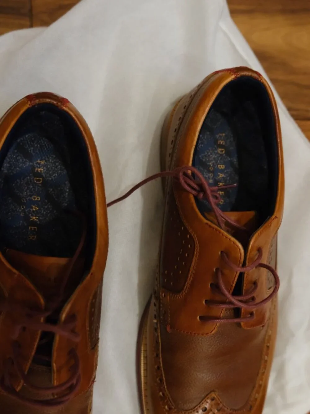 Ted Baker Men's Brown Leather Wingtip Oxfords 11.5